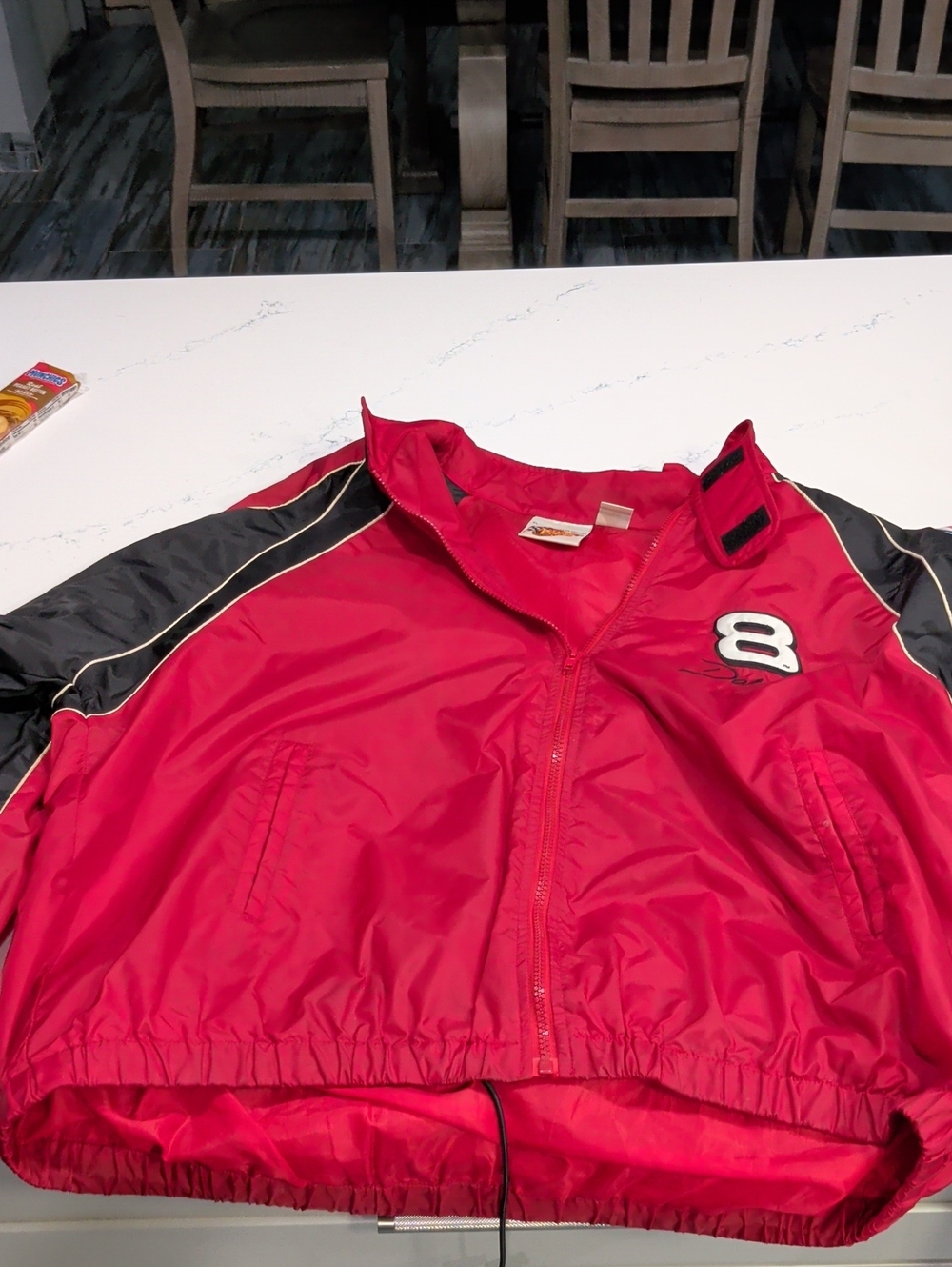 Red Racing-Style Windbreaker Jacket with Black Accents